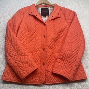 Talbots Quilted Utility Jacket in Vibrant Orange Size M